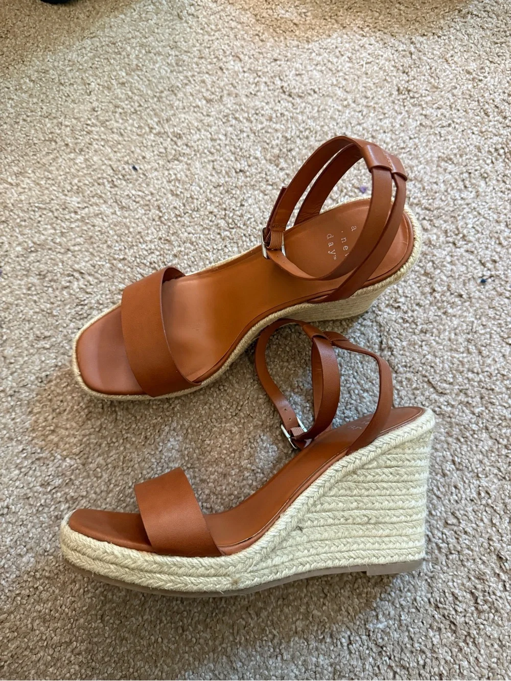 Ankle-Strap Espadrille Wedge Sandals - Brown